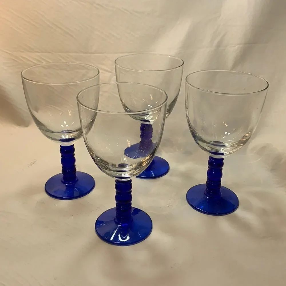 Cobalt Blue Stemware Glasses 14 Ounces Each Set Of Four Clear Bar Cocktails